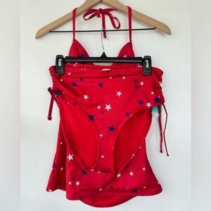 Outdoor Oasis‎ Memorial Day Red, White, Blue Star Bikini Adjustable Straps NWT L